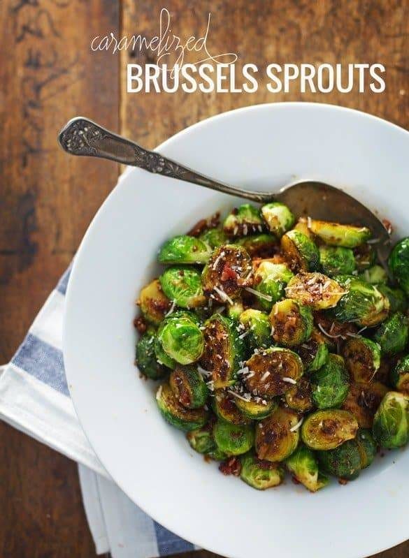 Simple Caramelized Brussels Sprouts - golden brown, just crispy enough, 20 minutes to make. | pinchofyum.com