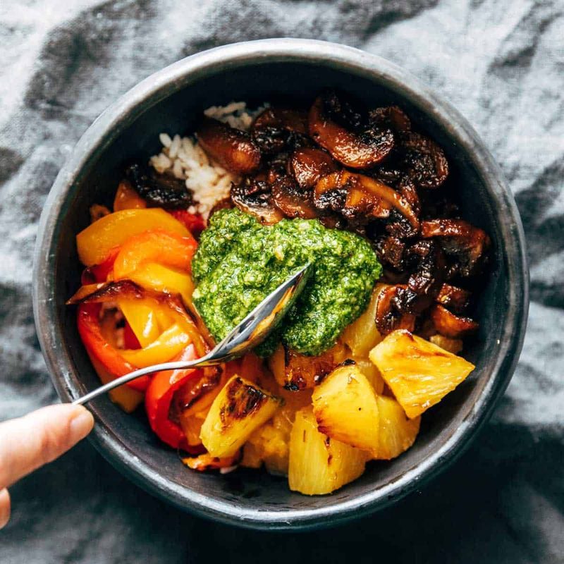 A picture of Amazing Mushroom Bowls with Kale Pesto