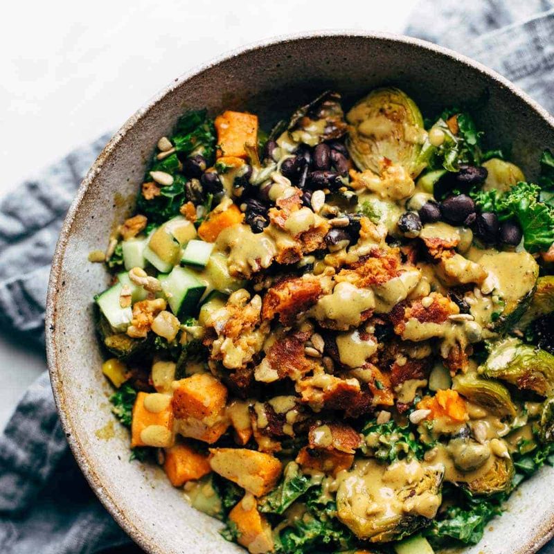 Kitchen Sink Sunflower Salad in a bow.