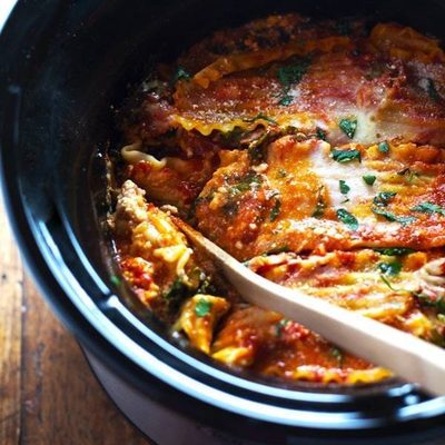 A picture of Super Easy Skinny Veggie Crockpot Lasagna
